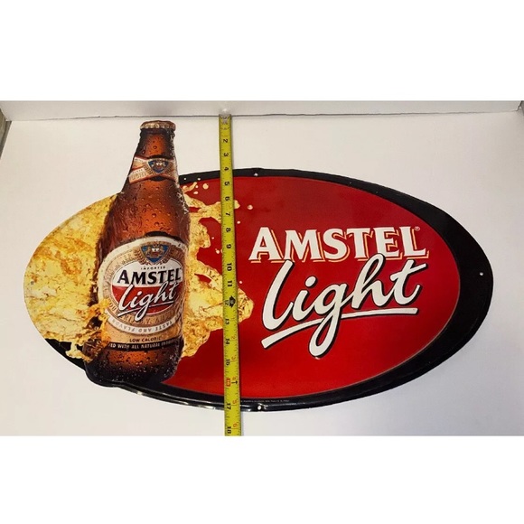 AMSTEL LIGHT BEER METAL TIN SIGN OVAL SHAPED 2001 - Picture 5 of 6